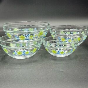 Imperial glass blue floral nesting bowls, French country, cottage, summer